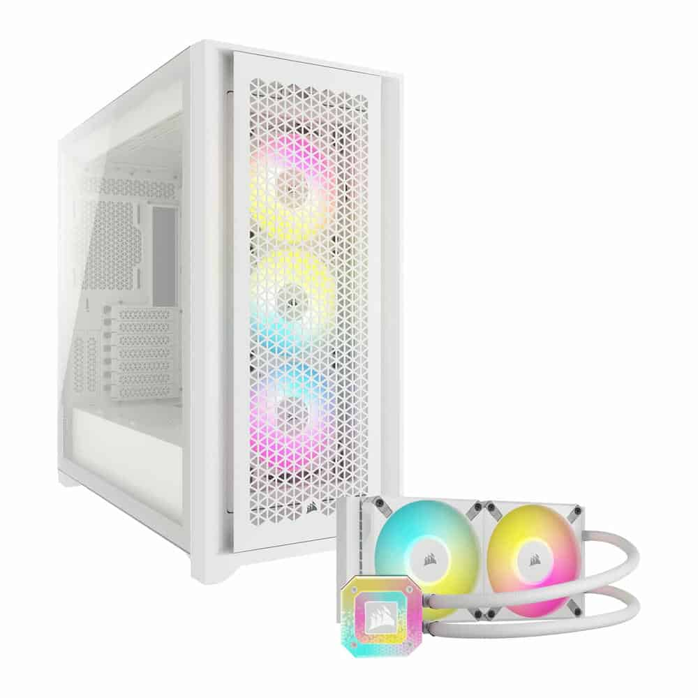 Corsair 5000D RGB Airflow White + Corsair H100i ELITE CAPELLIX XT White AIO Bundle